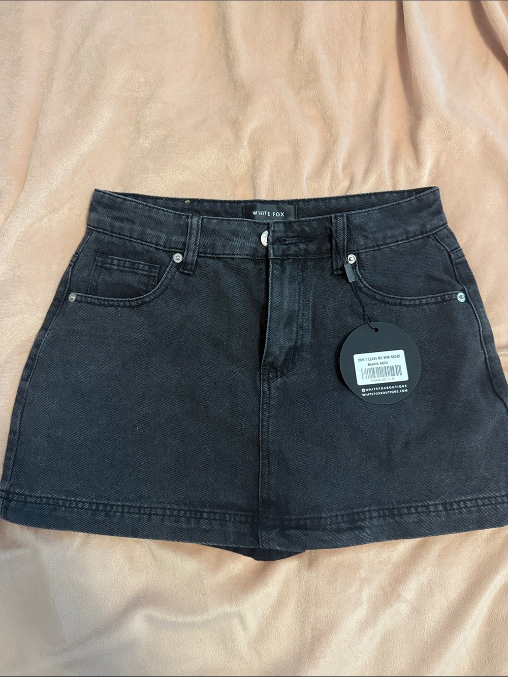 White Fox Boutique Black Denim Mini Skirt